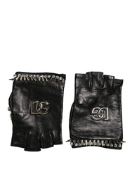 Dolce & Gabbana Dames Zwarte bewerkte wanten met polslengte - 9 | M