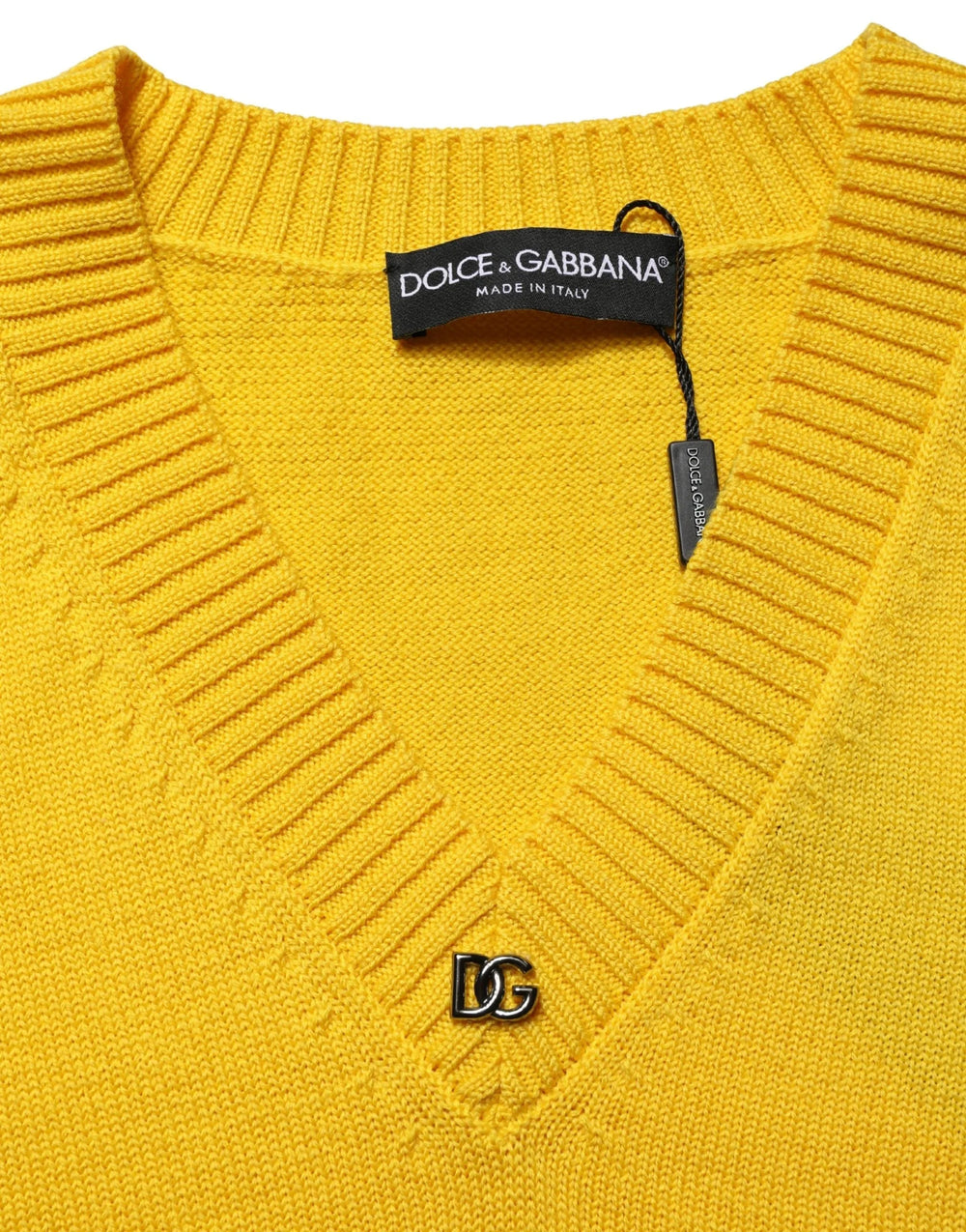 Dolce & Gabbana Wool Knitted V-Neck Pullover Yellow - IT48 | M