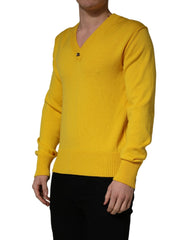 Dolce & Gabbana Wool Knitted V-Neck Pullover Yellow - IT48 | M