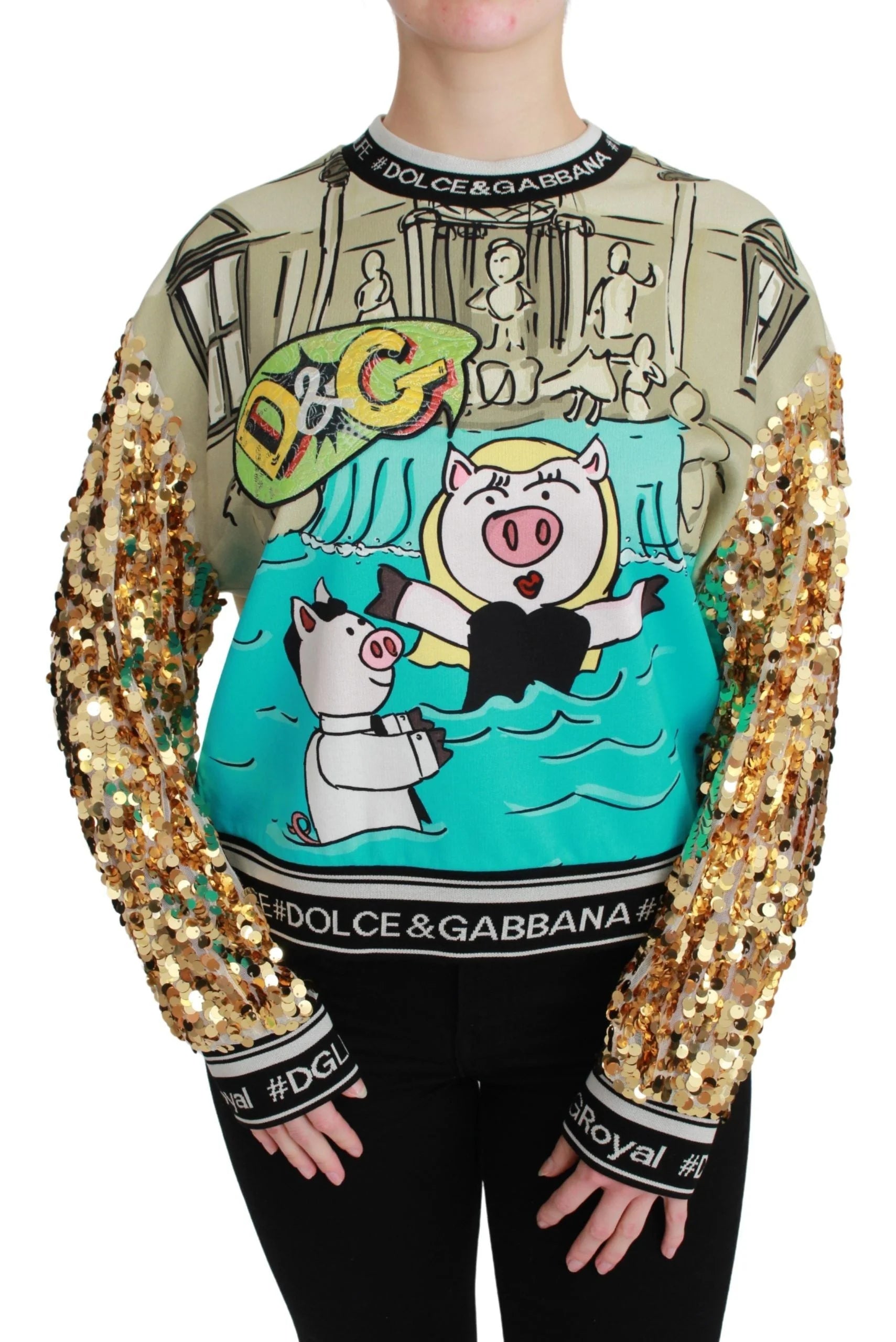 Dolce & Gabbana Year of the Pig Sequined Top Sweater - Sweaters