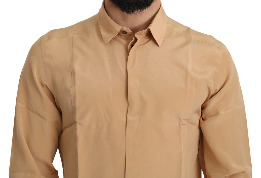 Dolce & Gabbana Yellow 100% Silk GOLD Top Slim Shirt - IT38 | XS - Shirts