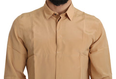Dolce & Gabbana Yellow 100% Silk GOLD Top Slim Shirt - IT38 | XS - Shirts