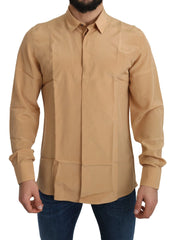 Dolce & Gabbana Yellow 100% Silk GOLD Top Slim Shirt - IT38 | XS - Shirts