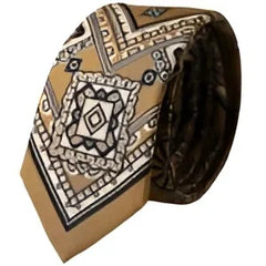 Dolce & Gabbana Yellow 100% Silk Wheel Print Adjustable Men Tie - Neckties