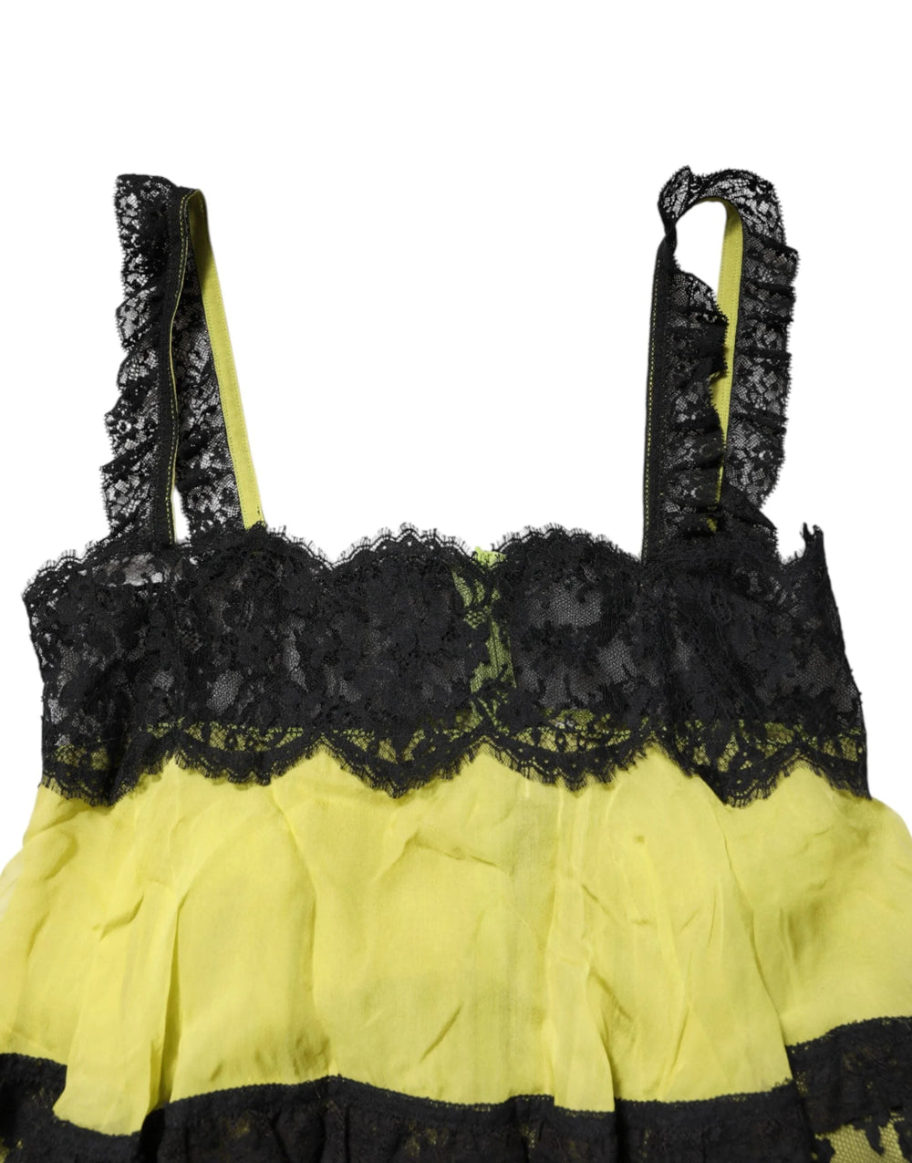 Dolce & Gabbana Yellow Black Babydoll Chemise Lingerie Dress - IT2 | S - Women’s Underwear Slips
