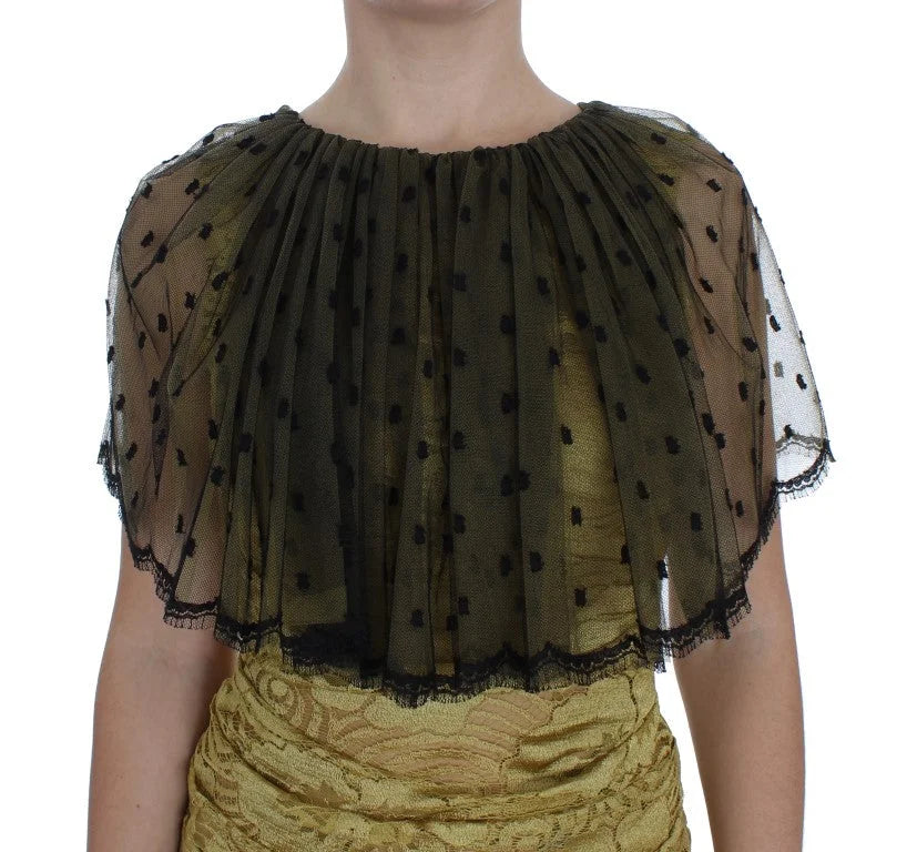 Dolce & Gabbana Yellow Black Floral Lace Ricamo Gown Dress - IT40|S - Dresses