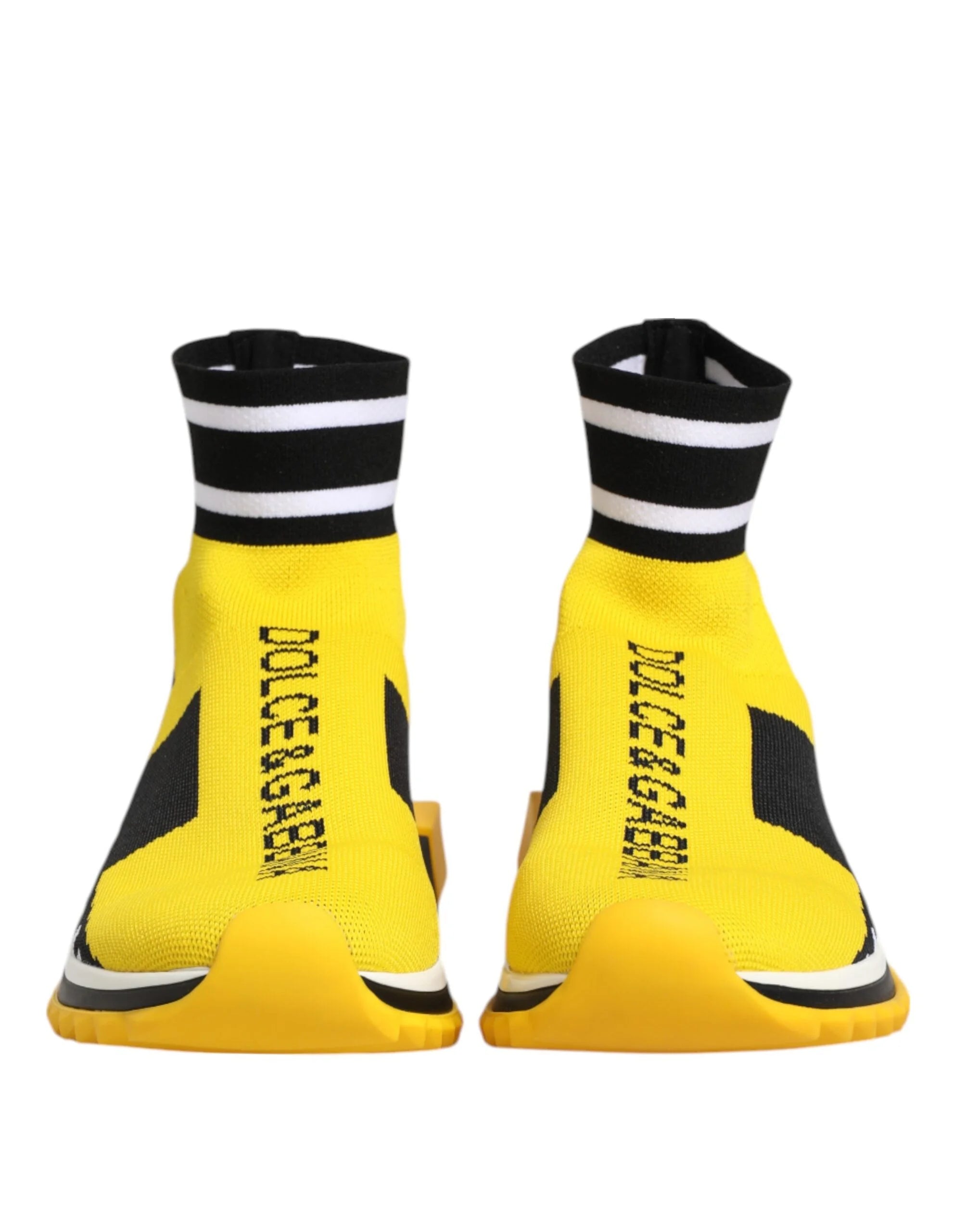 Dolce & Gabbana Sorrento Socken-Sneaker in leuchtendem Gelb und Schwarz im technischen Mesh mit markanter Logo-Prägung.
