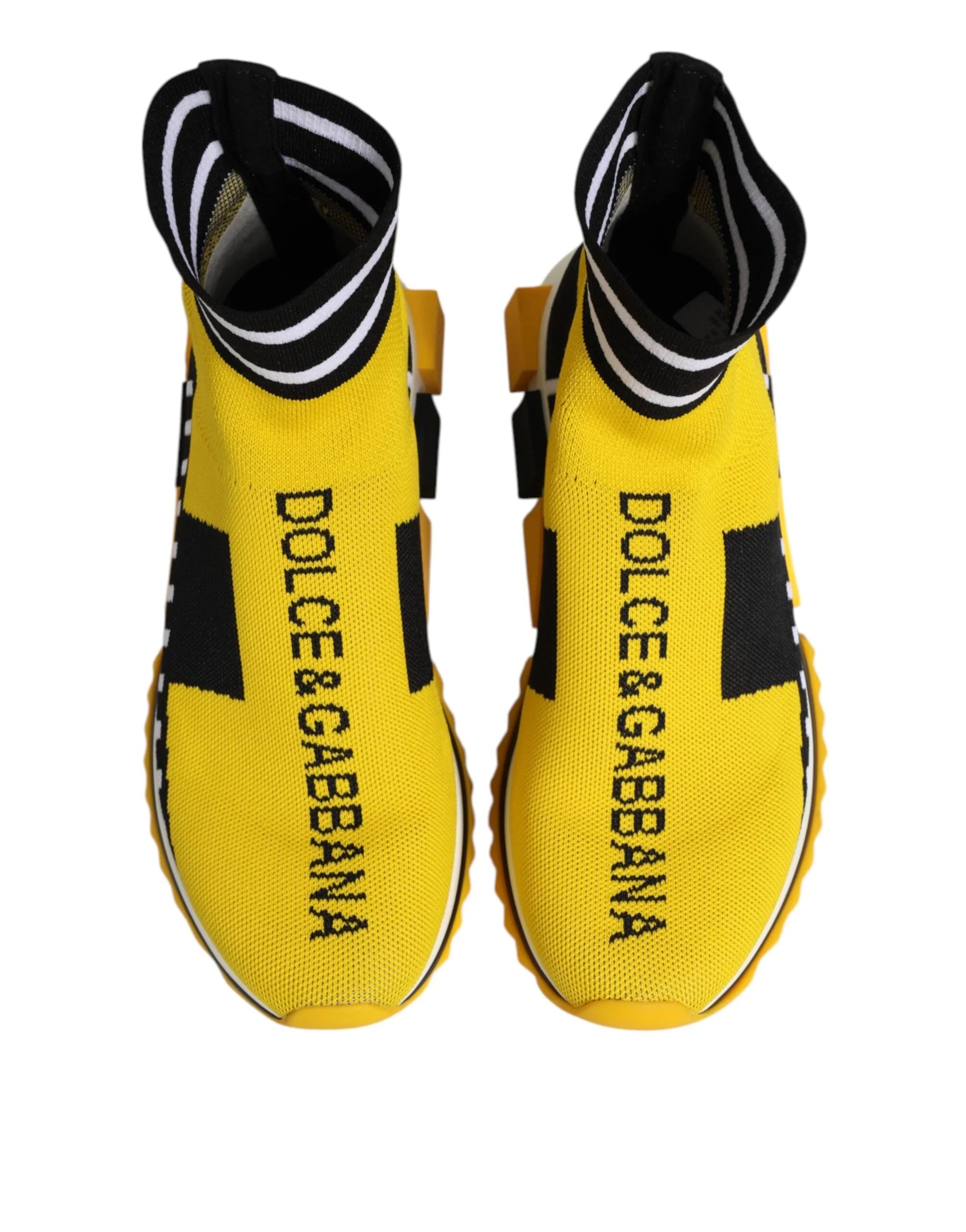 Seitenprofil der Dolce & Gabbana Sorrento Sportschuhe mit geometrisch-architektonischer Sohle in Schwarz und Weiß.