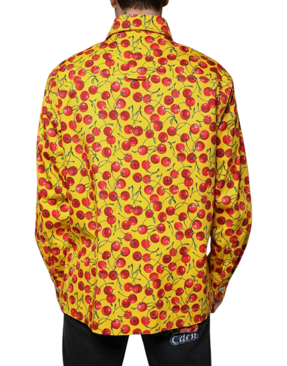 Dolce & Gabbana Yellow Cherry Button Down Men Casual Shirt - IT54 | XL - Shirts