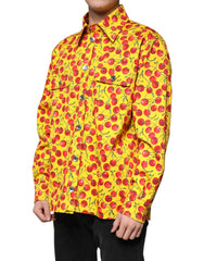 Dolce & Gabbana Yellow Cherry Button Down Men Casual Shirt - IT54 | XL - Shirts