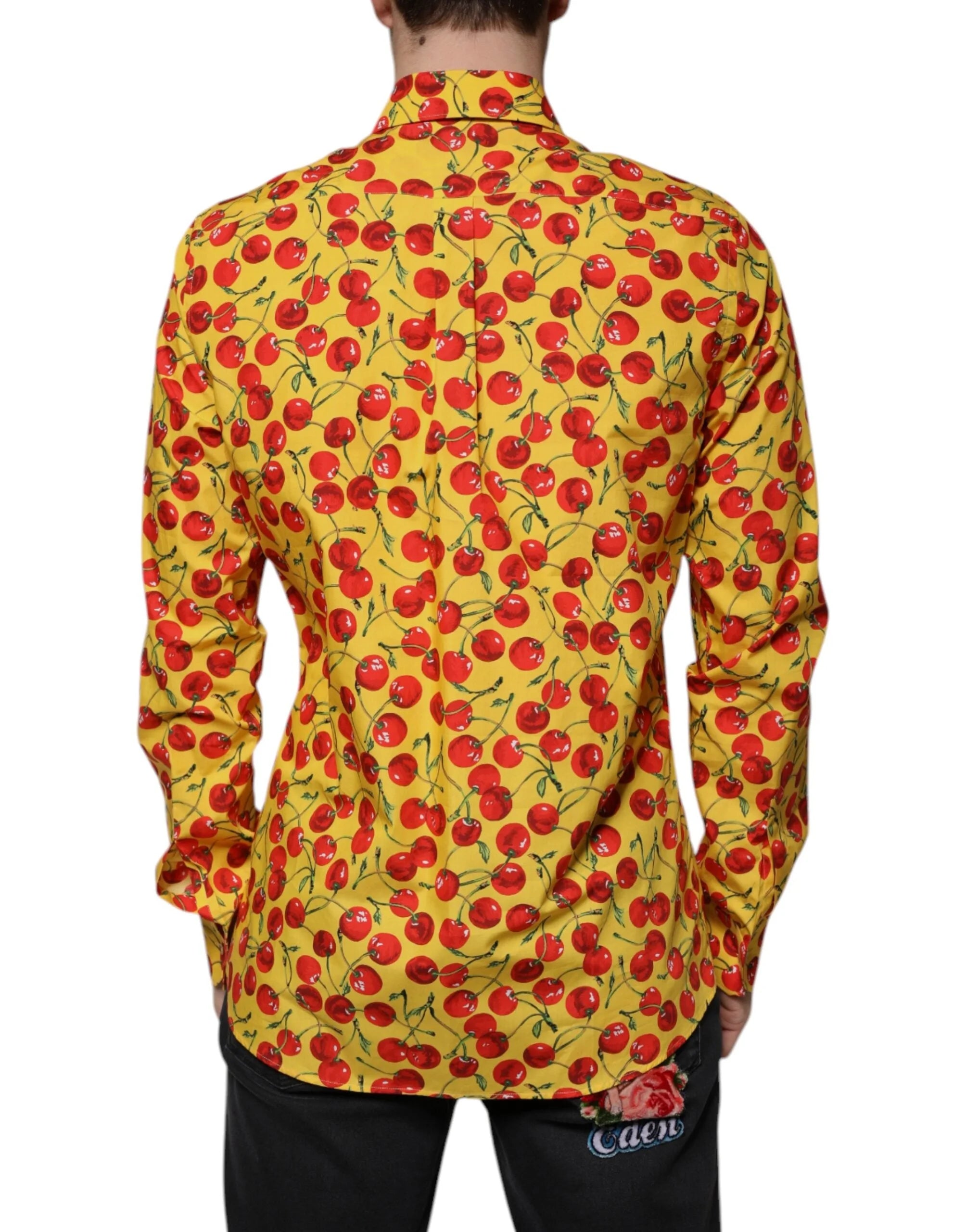 Dolce & Gabbana Yellow Cherry Cotton MARTINI Dress Shirt - IT40 | M - Shirts
