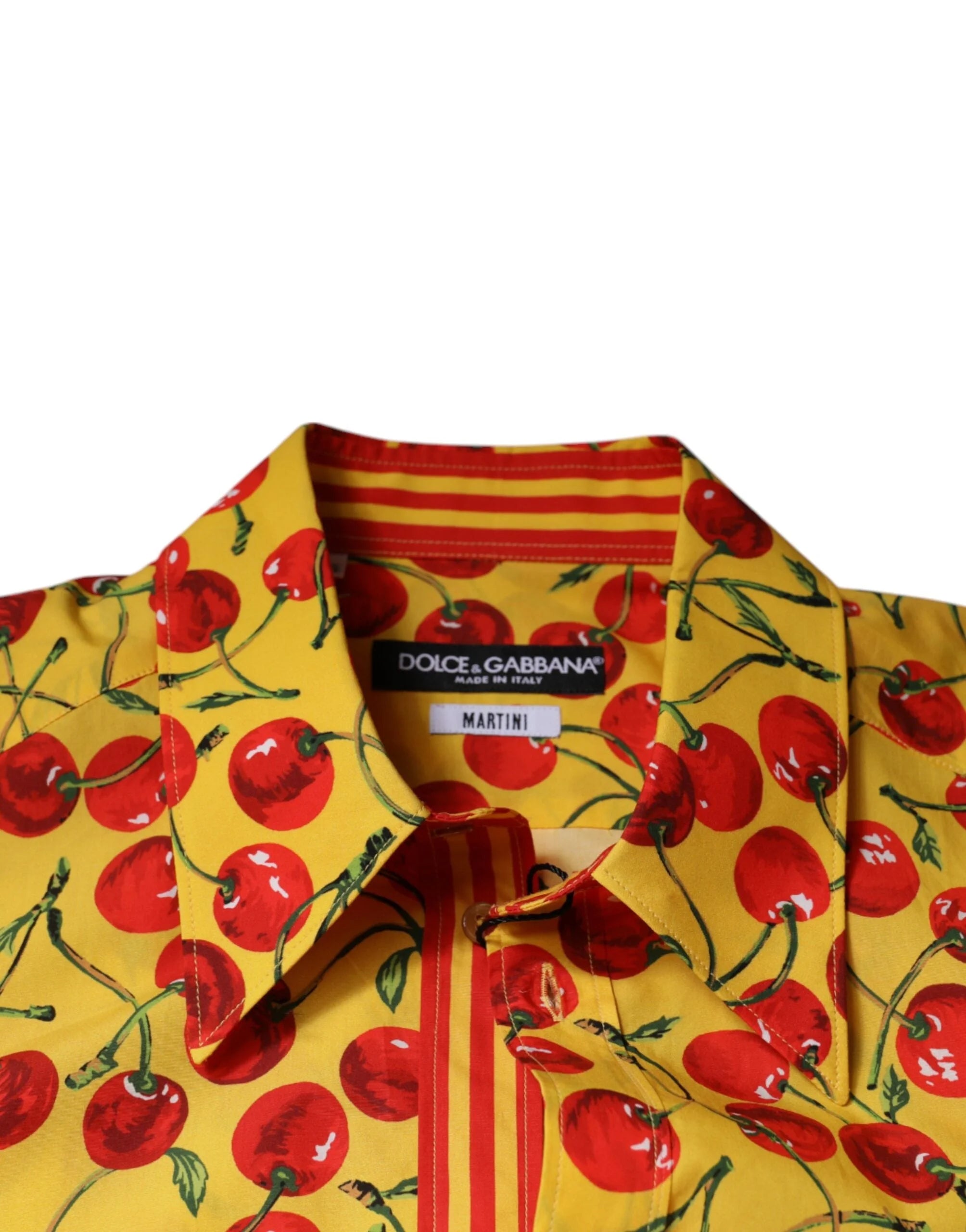 Dolce & Gabbana Yellow Cherry Cotton MARTINI Dress Shirt - IT40 | M - Shirts