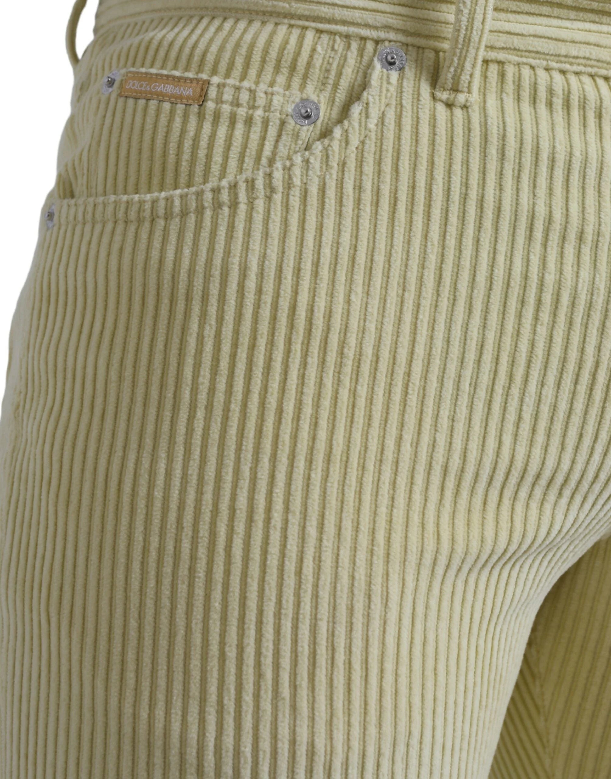 Dolce & Gabbana Yellow Corduroy Logo Plaque Skinny Denim Jeans - IT48 | M - Jeans