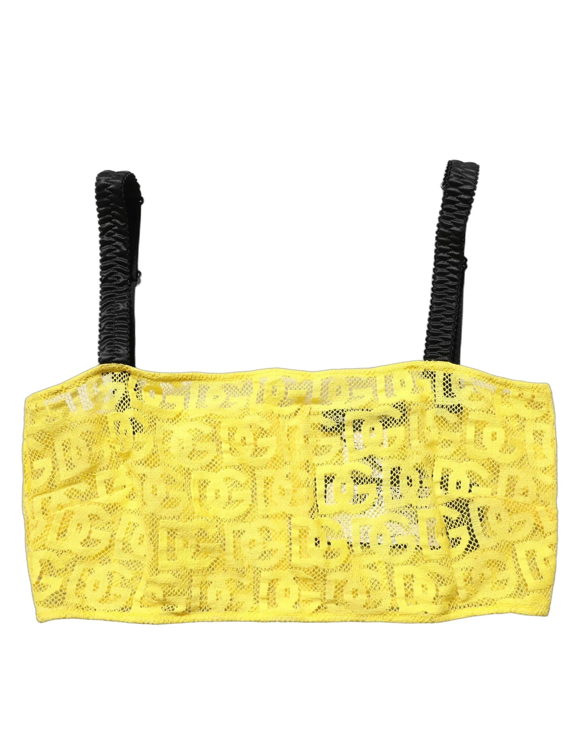 Dolce & Gabbana Yellow Cotton Crepe Chiffon Crop Bralette Top - IT40|S