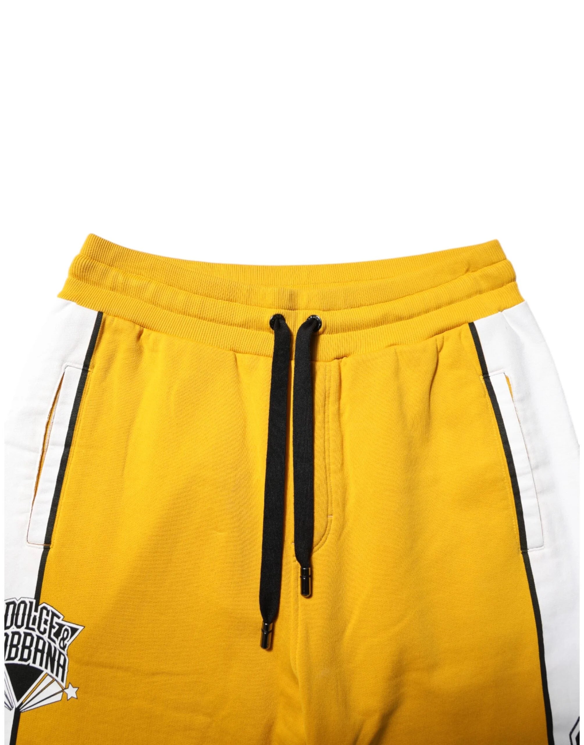 Dolce & Gabbana Yellow Cotton Drawstring Jogger Pants - IT46 | S