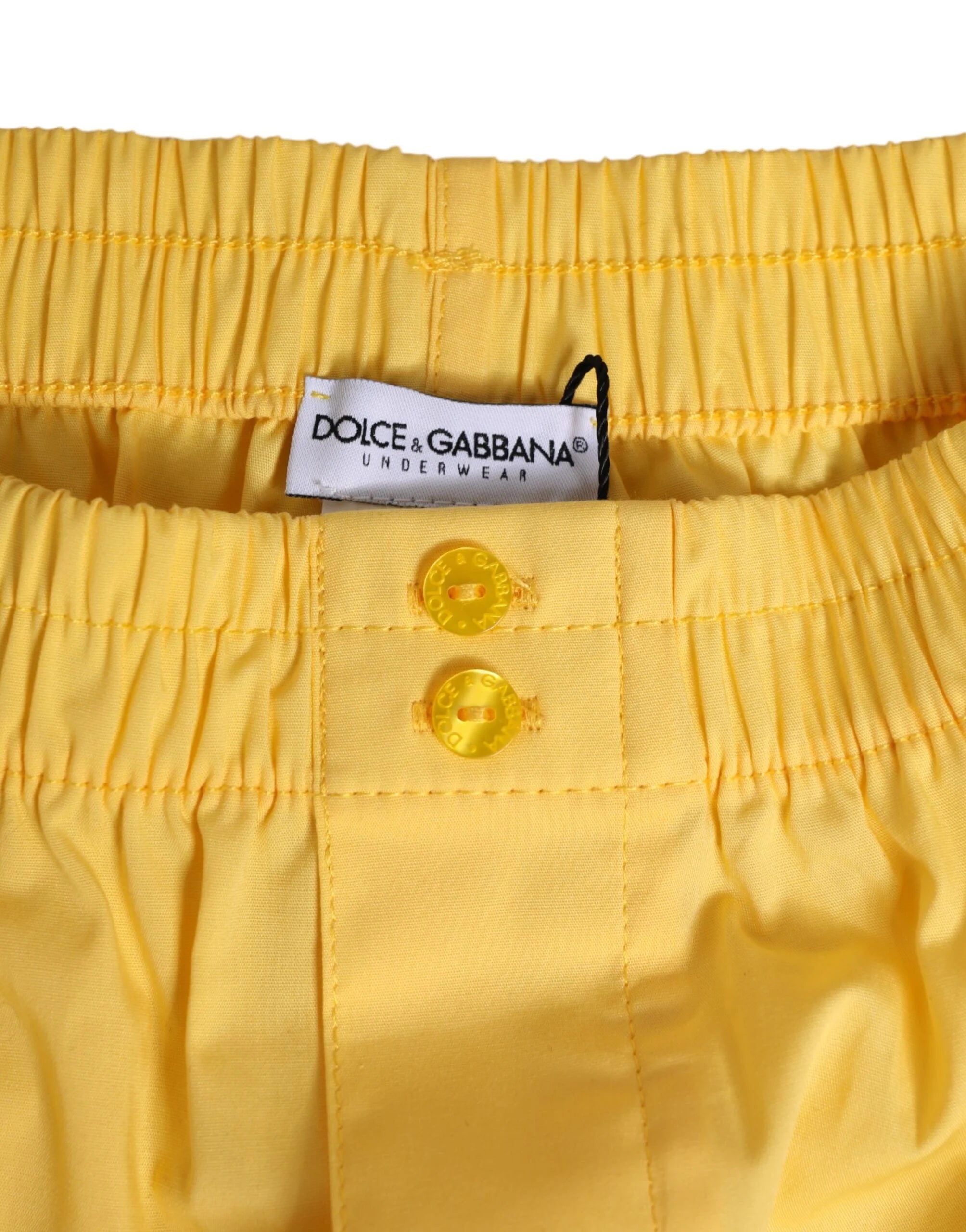 Dolce & Gabbana Yellow Cotton Elastic Waistband Short Swimwear - IT4 | S - Swim Boxers