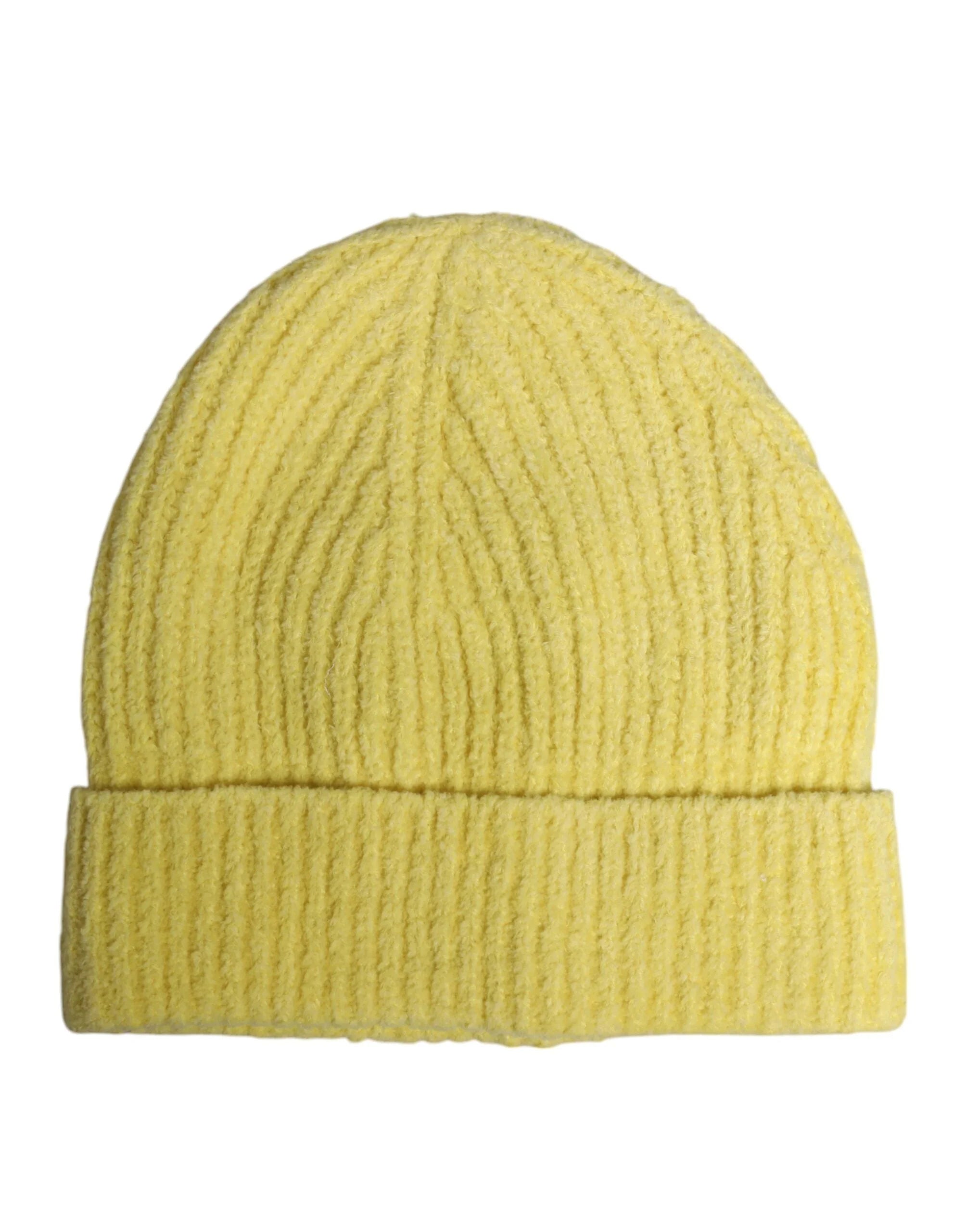 Dolce & Gabbana Yellow Cotton Knitted Winter Beanie Hat - Beanies