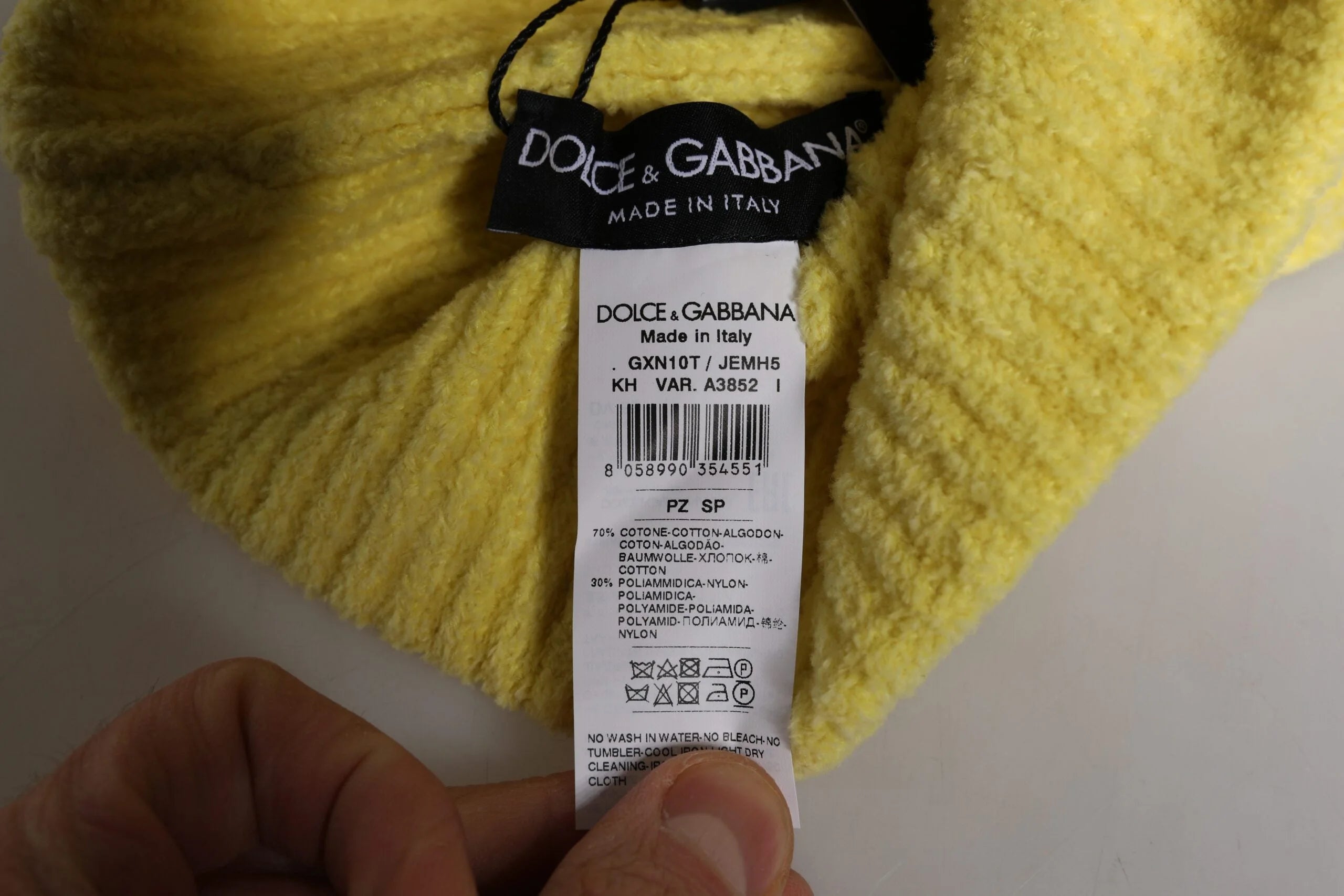 Dolce & Gabbana Yellow Cotton Knitted Winter Beanie Hat - Beanies