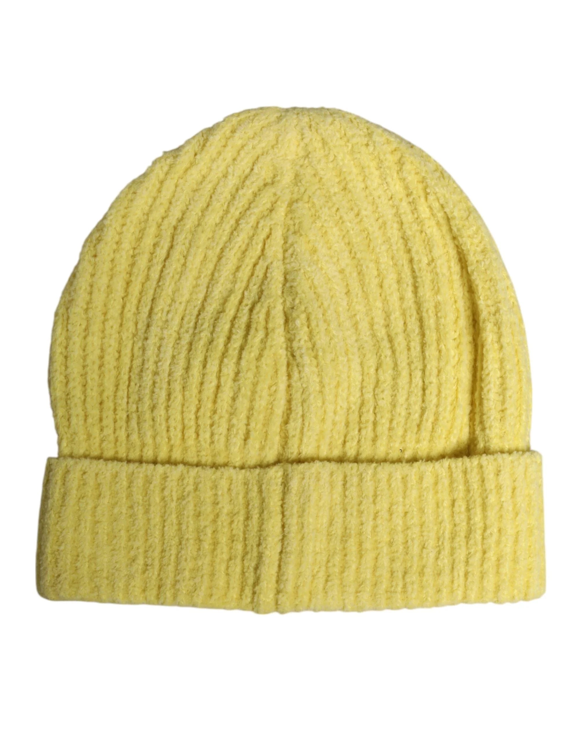Dolce & Gabbana Yellow Cotton Knitted Winter Beanie Hat - Beanies