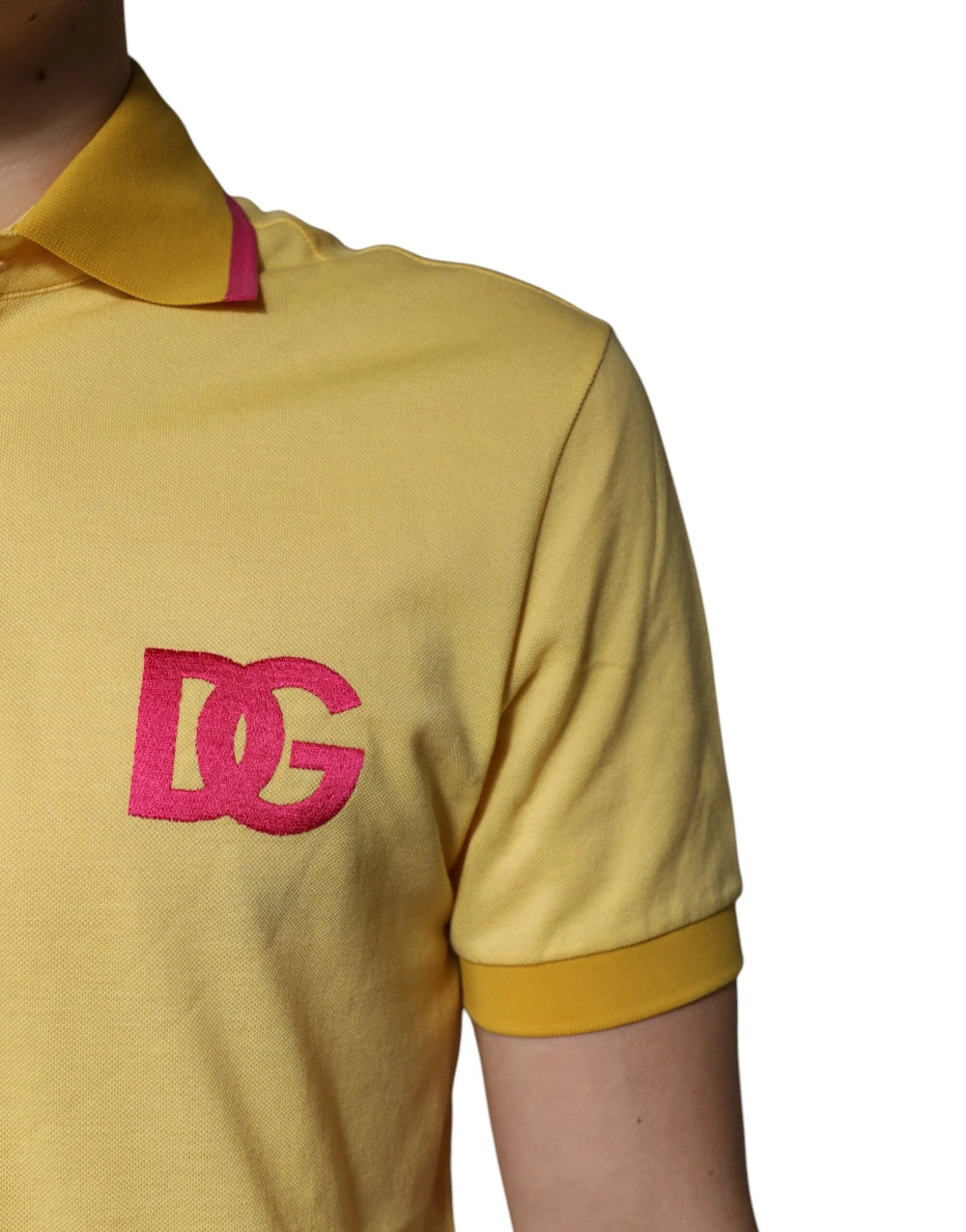 Dolce & Gabbana Yellow Cotton Logo Collared Polo T-shirt - IT46 | S - Polos