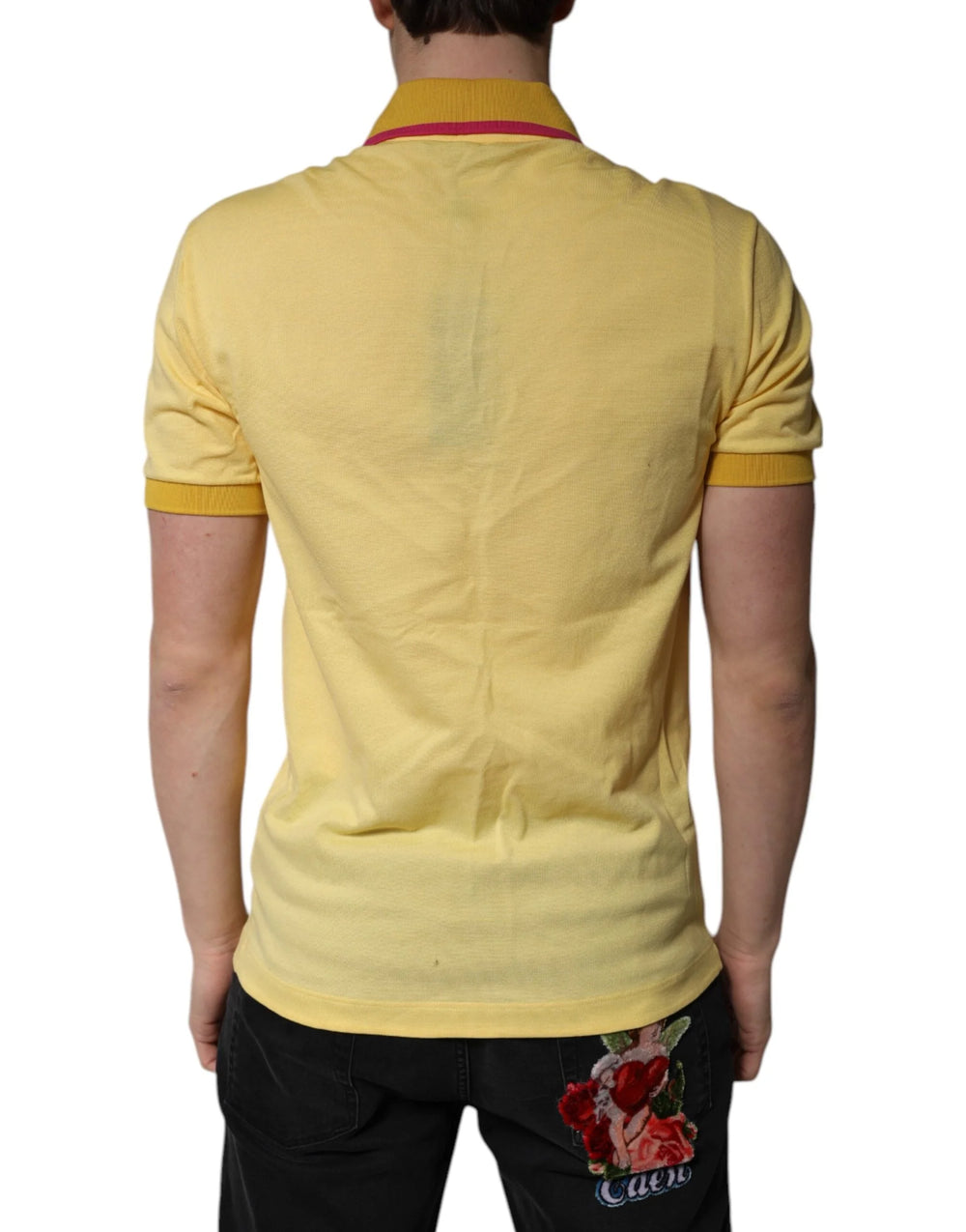 Dolce & Gabbana Yellow Cotton Logo Collared Polo T-shirt - IT46 | S - Polos