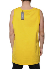 Dolce & Gabbana Yellow Cotton Round Neck Sleeveless T-shirt - IT50 | L - Tank Tops