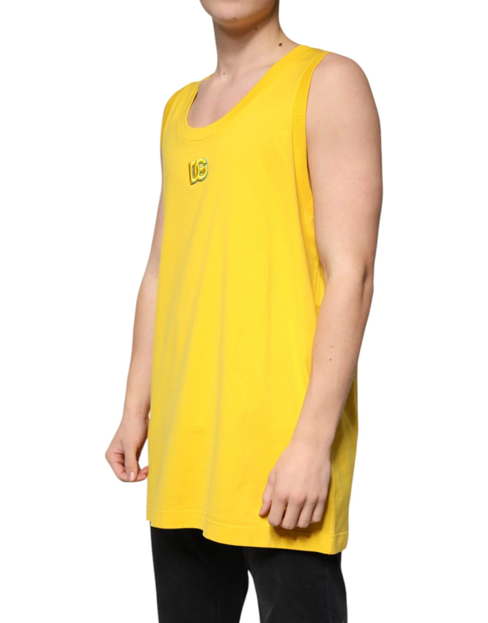 Dolce & Gabbana Yellow Cotton Round Neck Sleeveless T-shirt - IT50 | L - Tank Tops