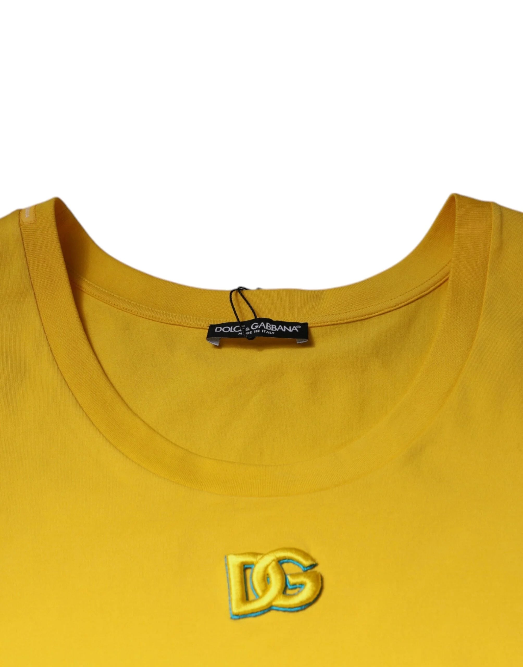 Dolce & Gabbana Yellow Cotton Round Neck Sleeveless T-shirt - IT50 | L - Tank Tops