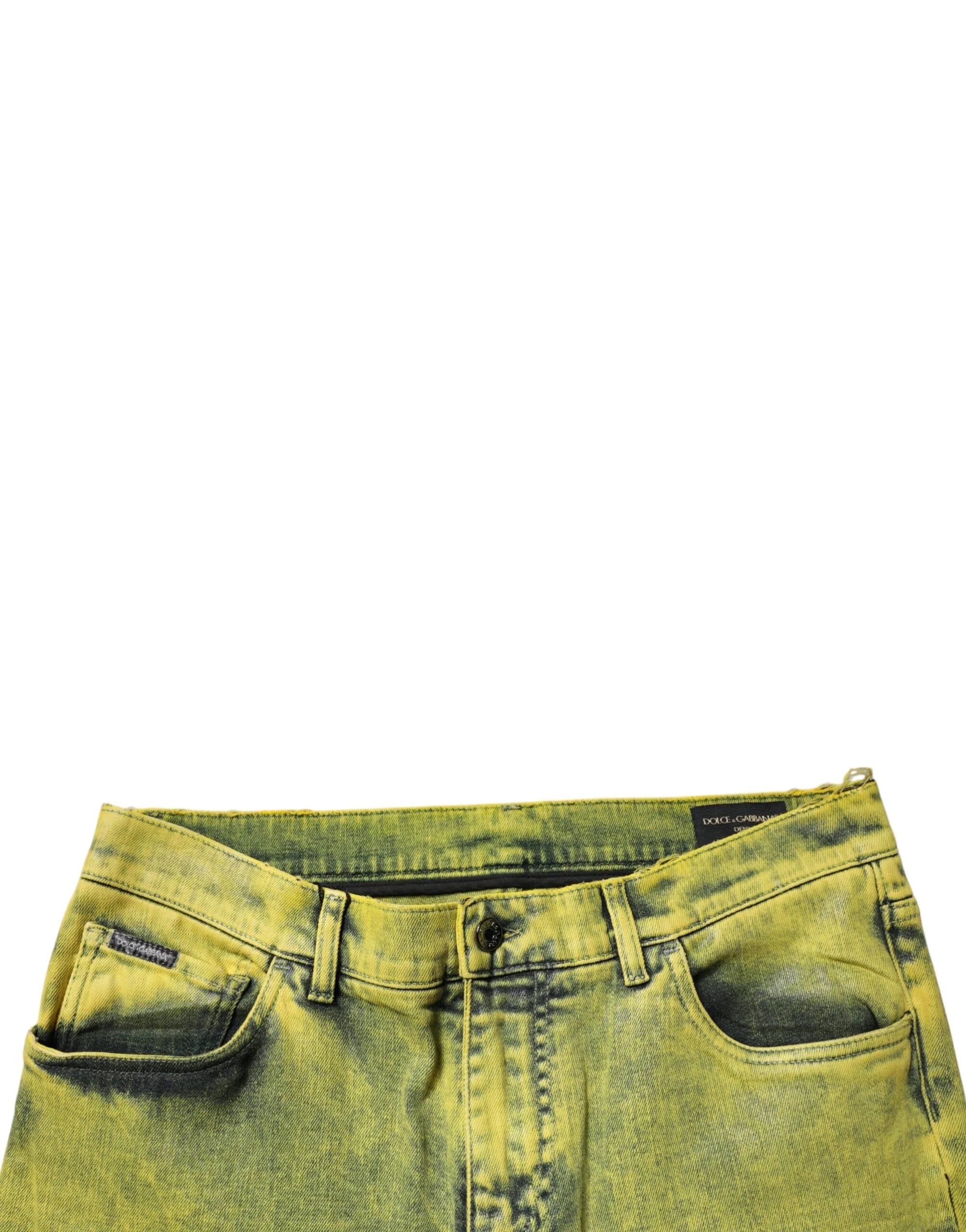 Dolce & Gabbana Yellow Cotton Stretch Skinny Men Denim Jeans - IT48 | M - Jeans