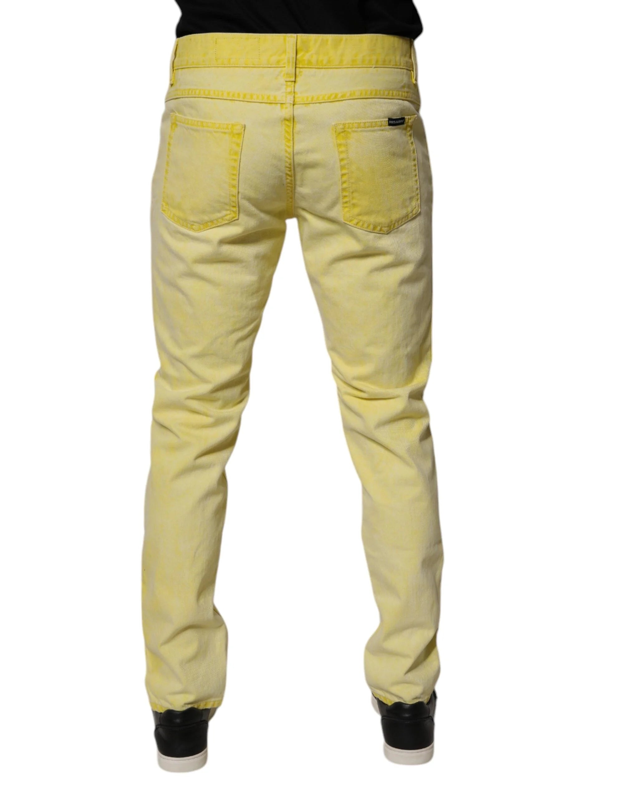 Dolce & Gabbana Yellow Cotton Stretch Skinny Men Denim Jeans - IT48 | M - Jeans