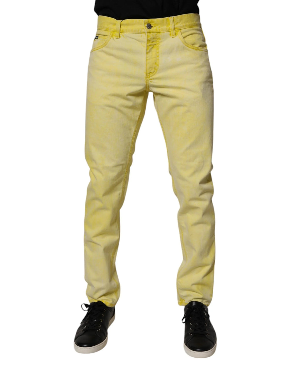 Dolce & Gabbana Yellow Cotton Stretch Skinny Men Denim Jeans - IT48 | M - Jeans