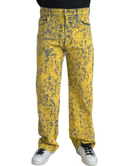 Dolce & Gabbana Yellow Cotton Tie Dye Straight Denim Jeans - Jeans