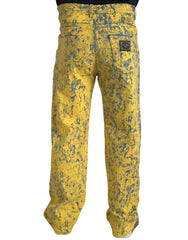 Dolce & Gabbana Yellow Cotton Tie Dye Straight Denim Jeans - Jeans