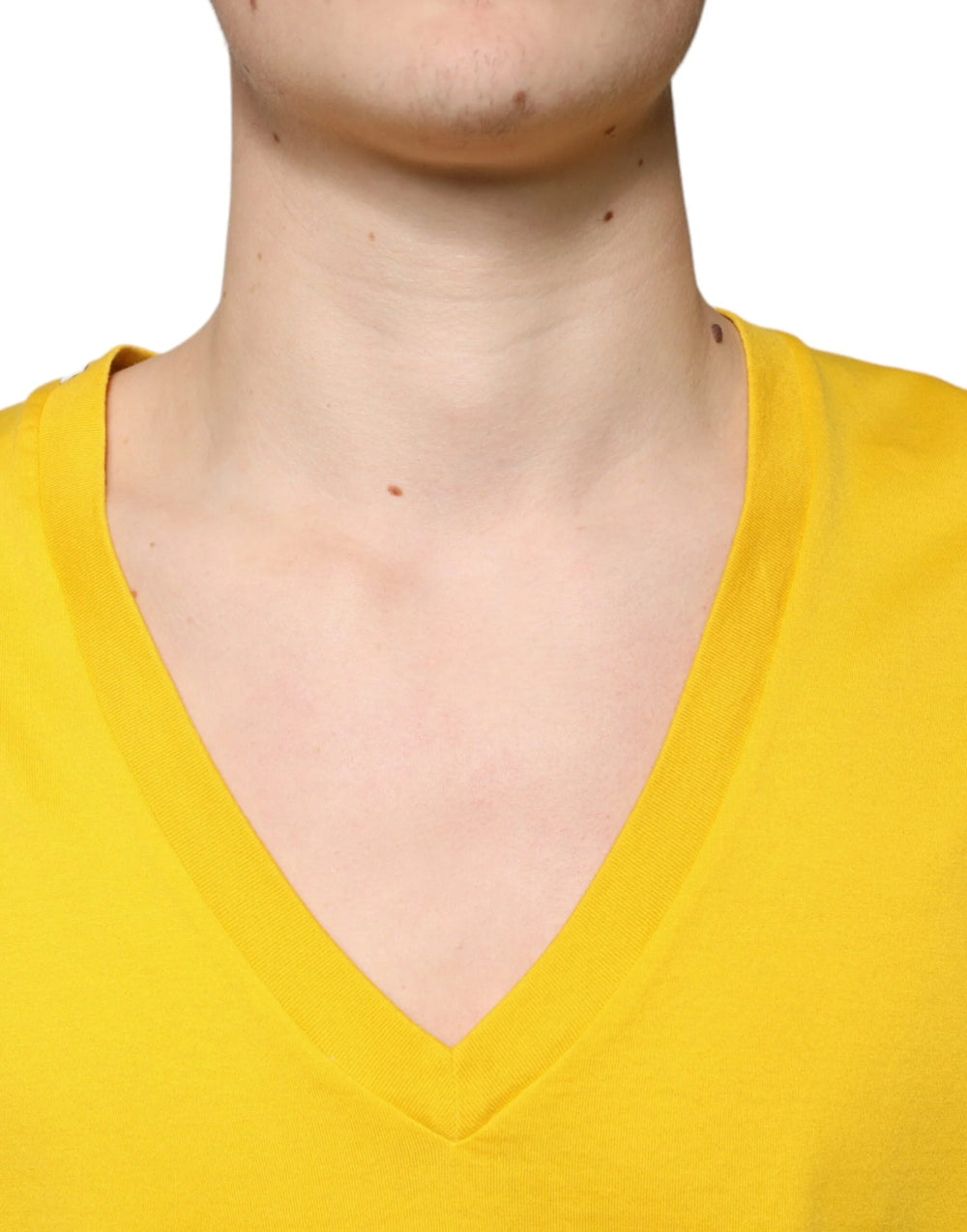 Dolce & Gabbana Yellow Cotton V-neck Short Sleeves T-shirt - IT54 | XL - T-Shirts