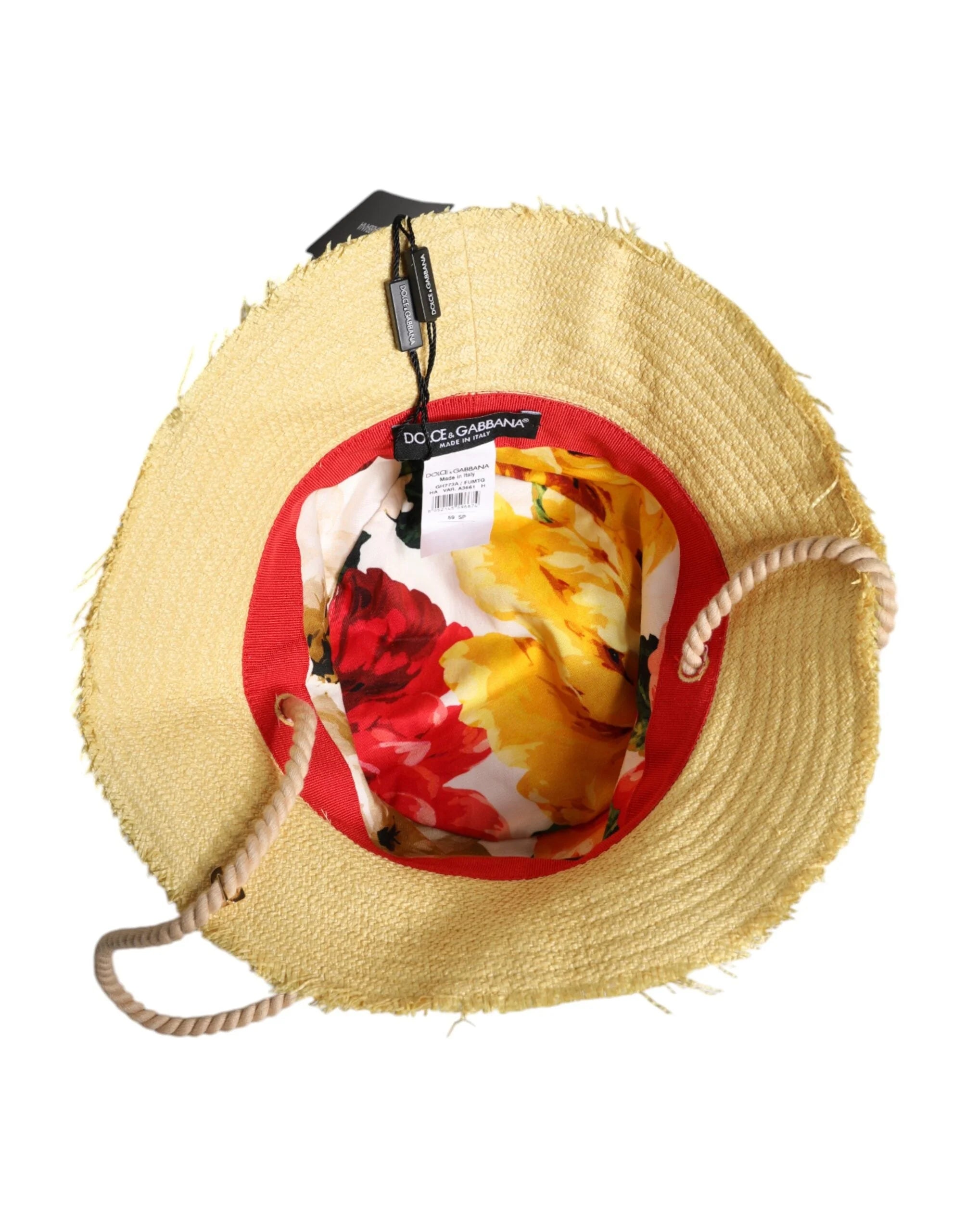 Dolce & Gabbana Yellow Cotton Wide Brim Bucket - 59 cm|L