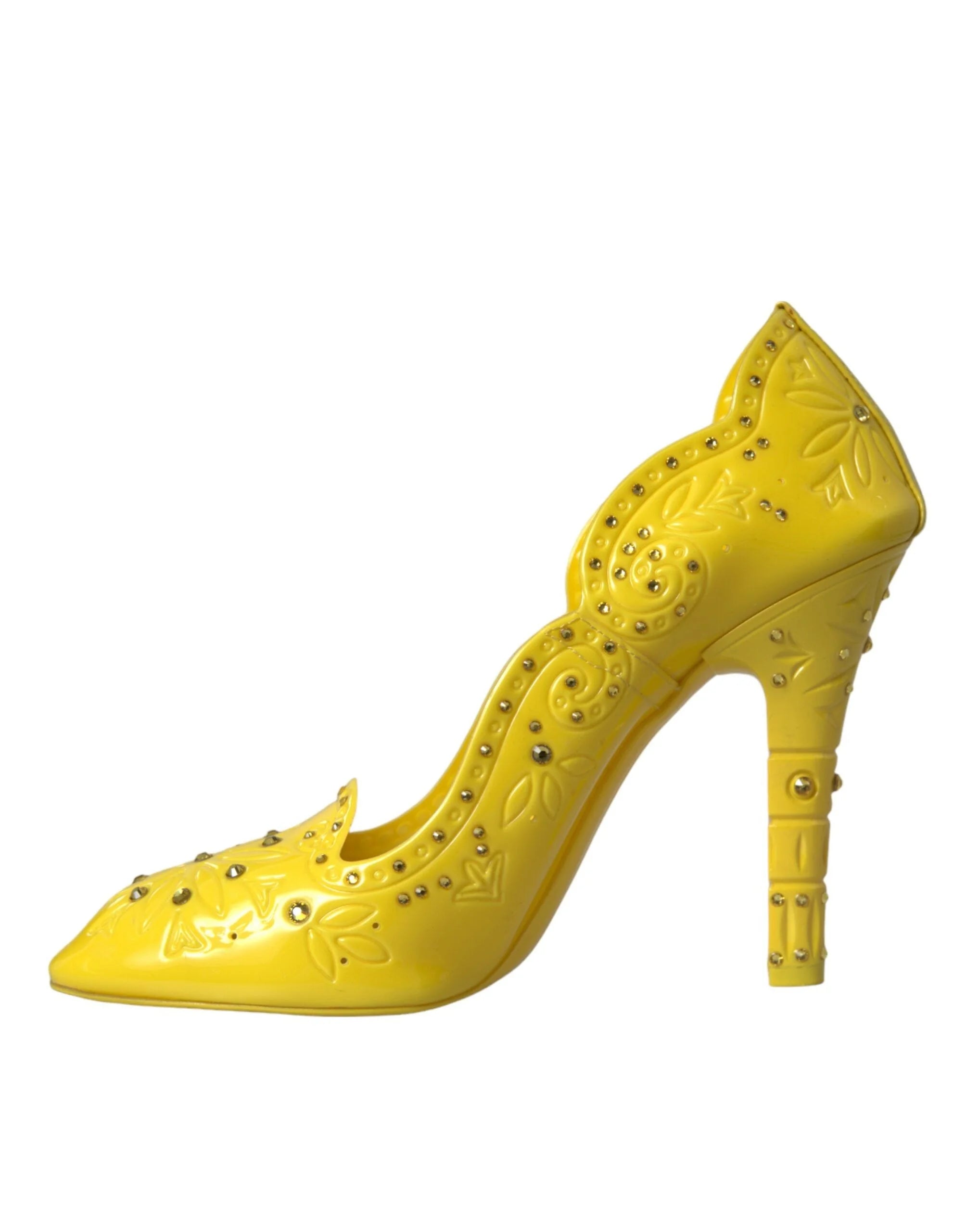 Dolce & Gabbana Yellow Crystal CINDERELLA Heels Pumps Shoes - EU40/US9.5 - Heels