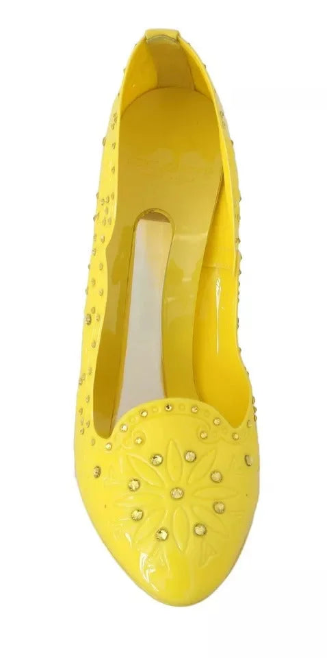 Dolce & Gabbana Yellow Crystal Heels CINDERELLA Shoes - EU37.5/US7 - Heels