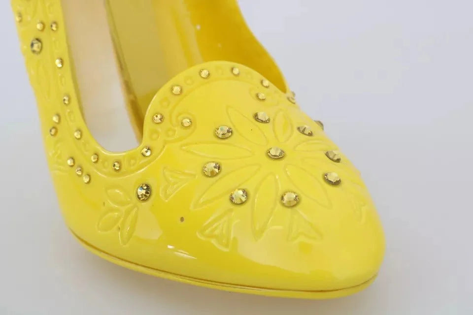 Dolce & Gabbana Yellow Crystal Heels CINDERELLA Shoes - EU37.5/US7