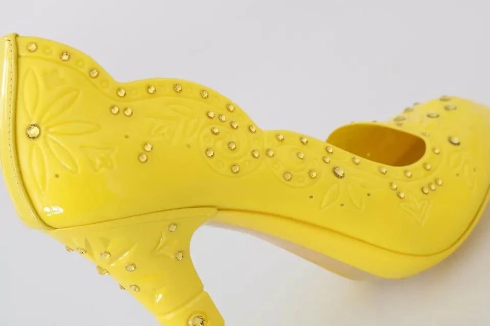 Dolce & Gabbana Yellow Crystal Heels CINDERELLA Shoes - EU37.5/US7