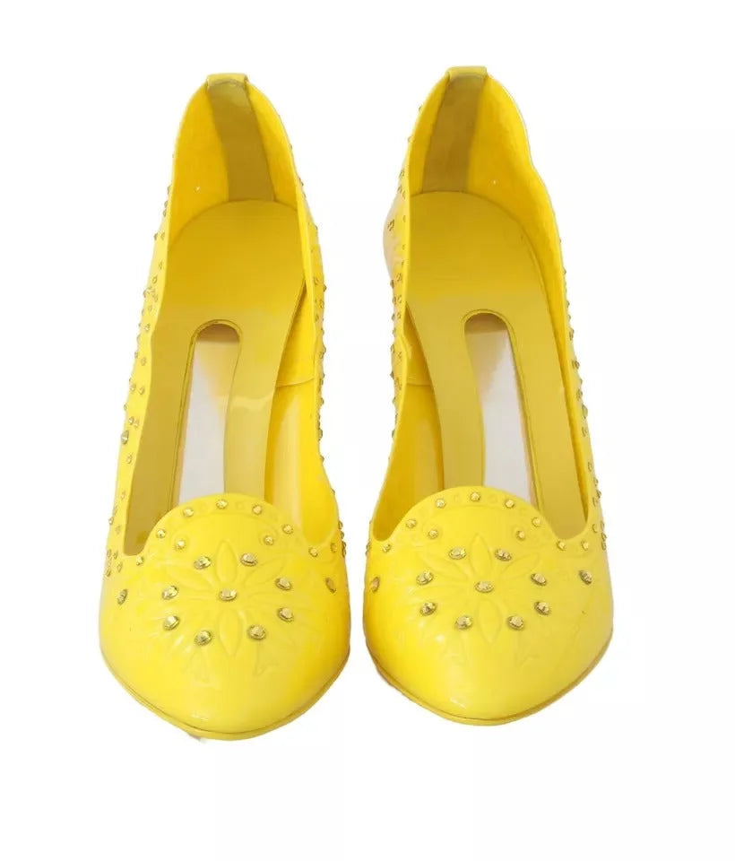 Dolce & Gabbana Yellow Crystal Heels CINDERELLA Shoes - EU37.5/US7 - Heels