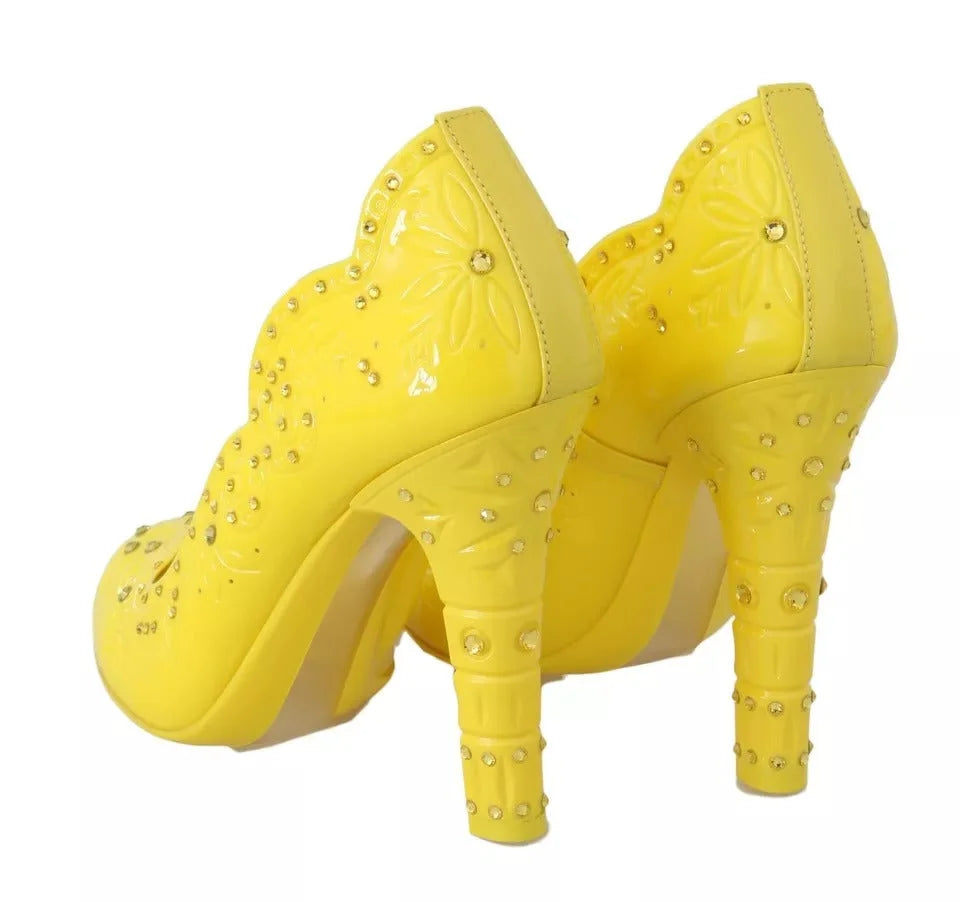 Dolce & Gabbana Yellow Crystal Heels CINDERELLA Shoes - EU37.5/US7 - Heels