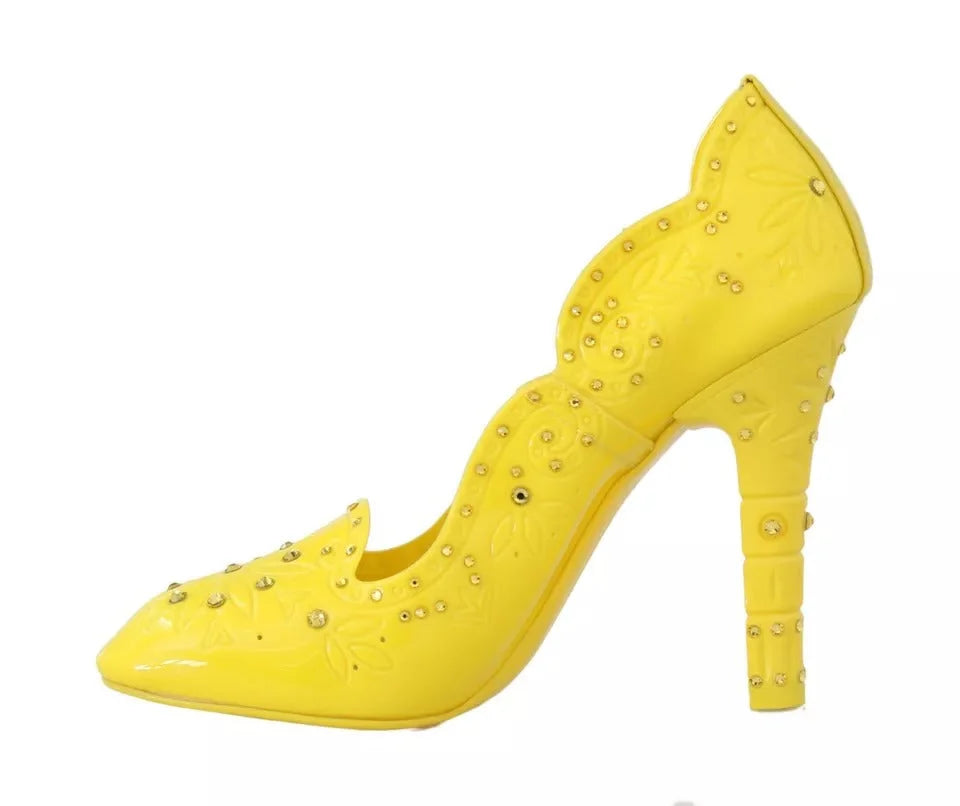 Dolce & Gabbana Yellow Crystal Heels CINDERELLA Shoes - EU37.5/US7 - Heels