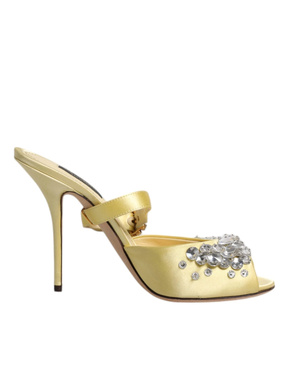 Dolce & Gabbana Yellow Crystal Slides KEIRA Sandals Shoes - EU39/US8.5 - Sandals