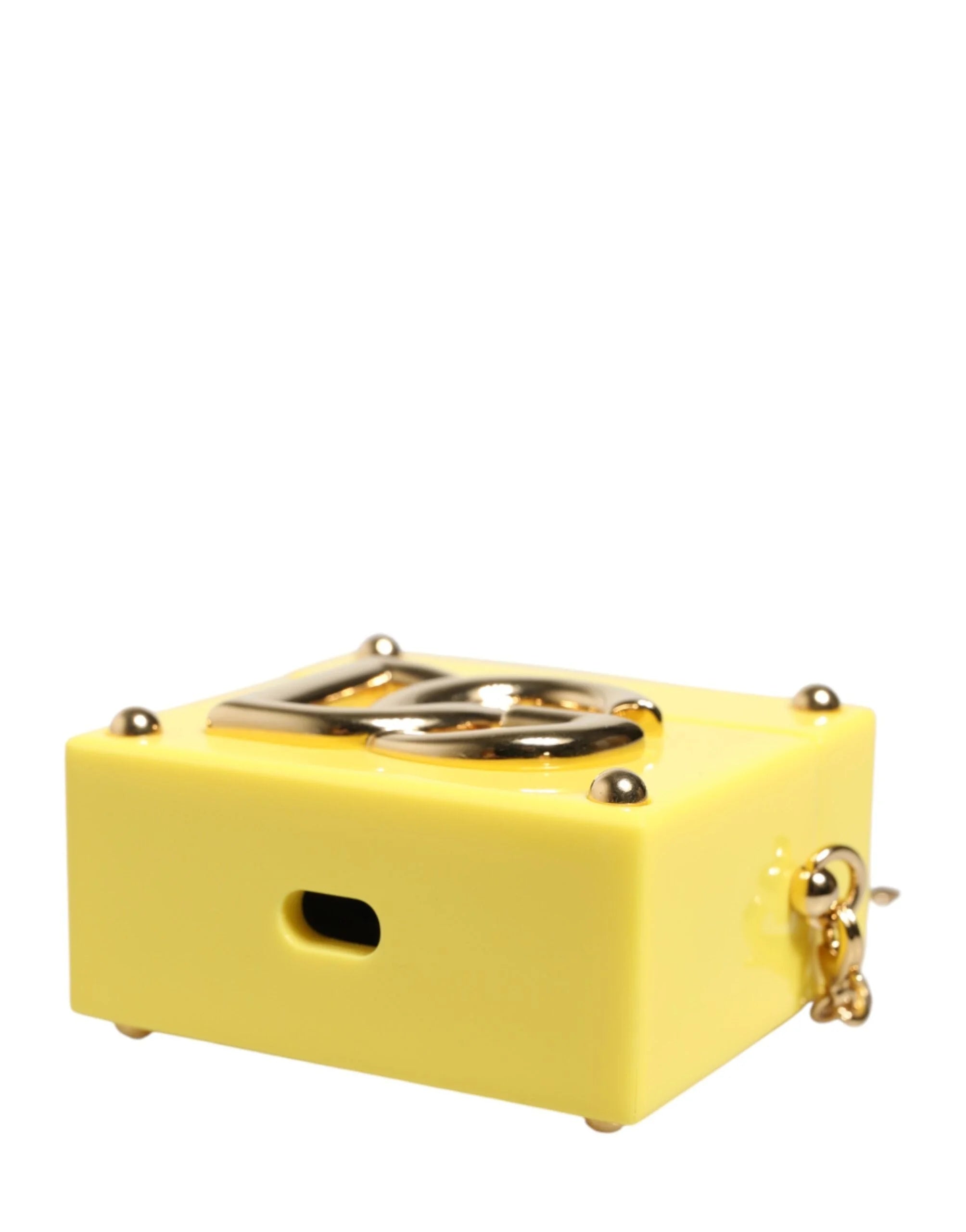 Dolce & Gabbana Yellow DG Logo Plaque Cover Gold Chain Airpods Case - Earbud & In-Ear Headphone Carrying Cases