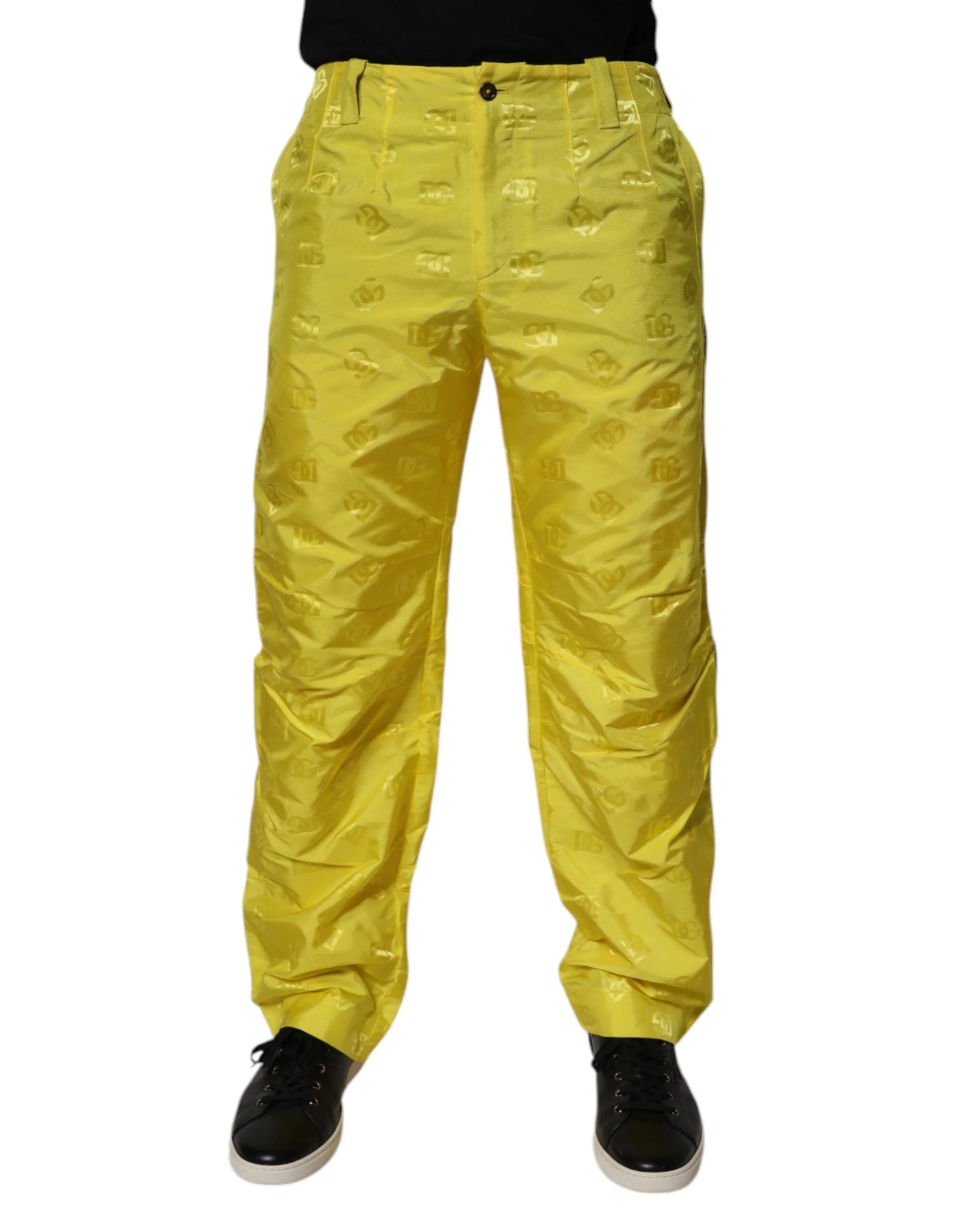 Dolce & Gabbana Yellow DG Monogram Polyester Straight Pants - IT48 | M - Trousers