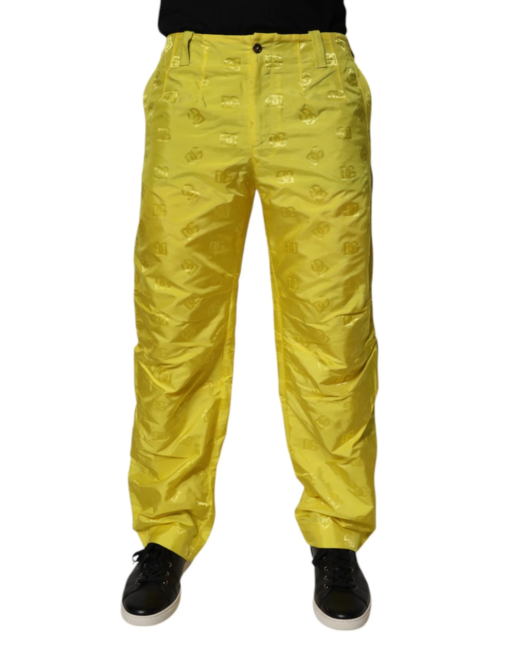 Dolce & Gabbana Yellow DG Monogram Polyester Straight Pants - IT48 | M - Trousers