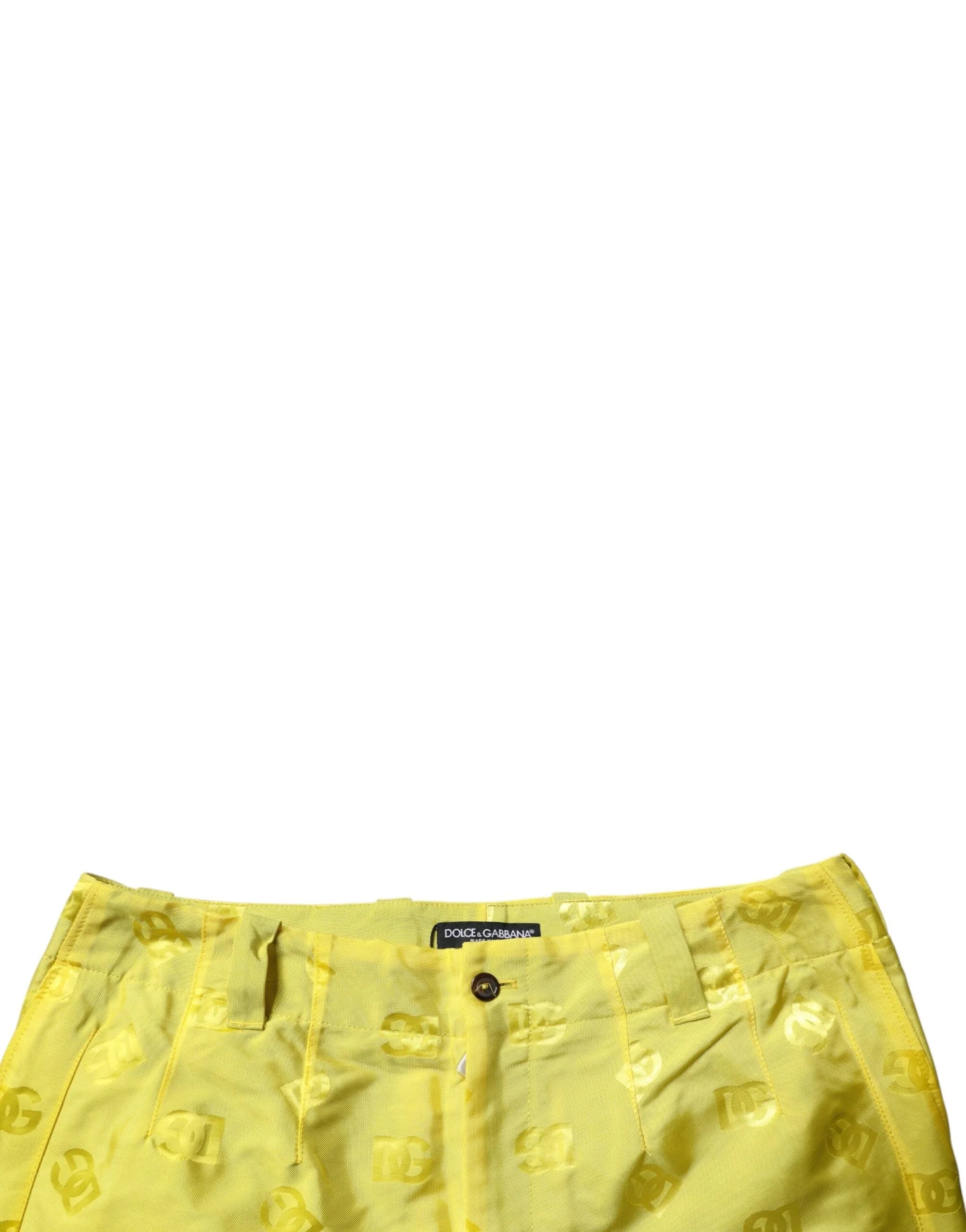 Dolce & Gabbana Yellow DG Monogram Polyester Straight Pants - IT48 | M - Trousers
