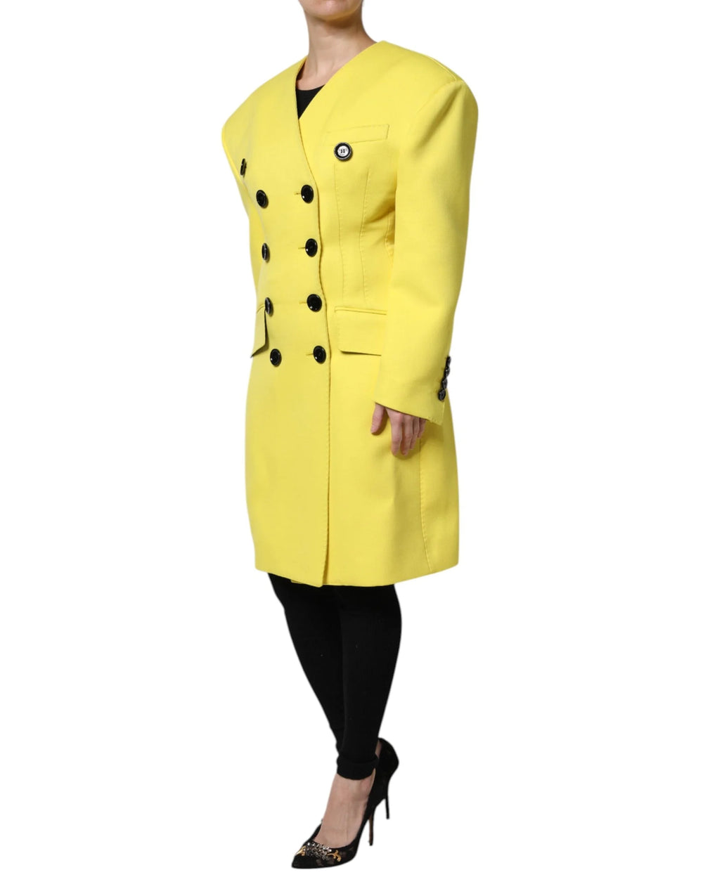 Dolce & Gabbana Yellow Double Breasted Trench Coat Jacket - Trench Coats