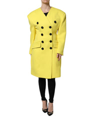 Dolce & Gabbana Yellow Double Breasted Trench Coat Jacket - Trench Coats