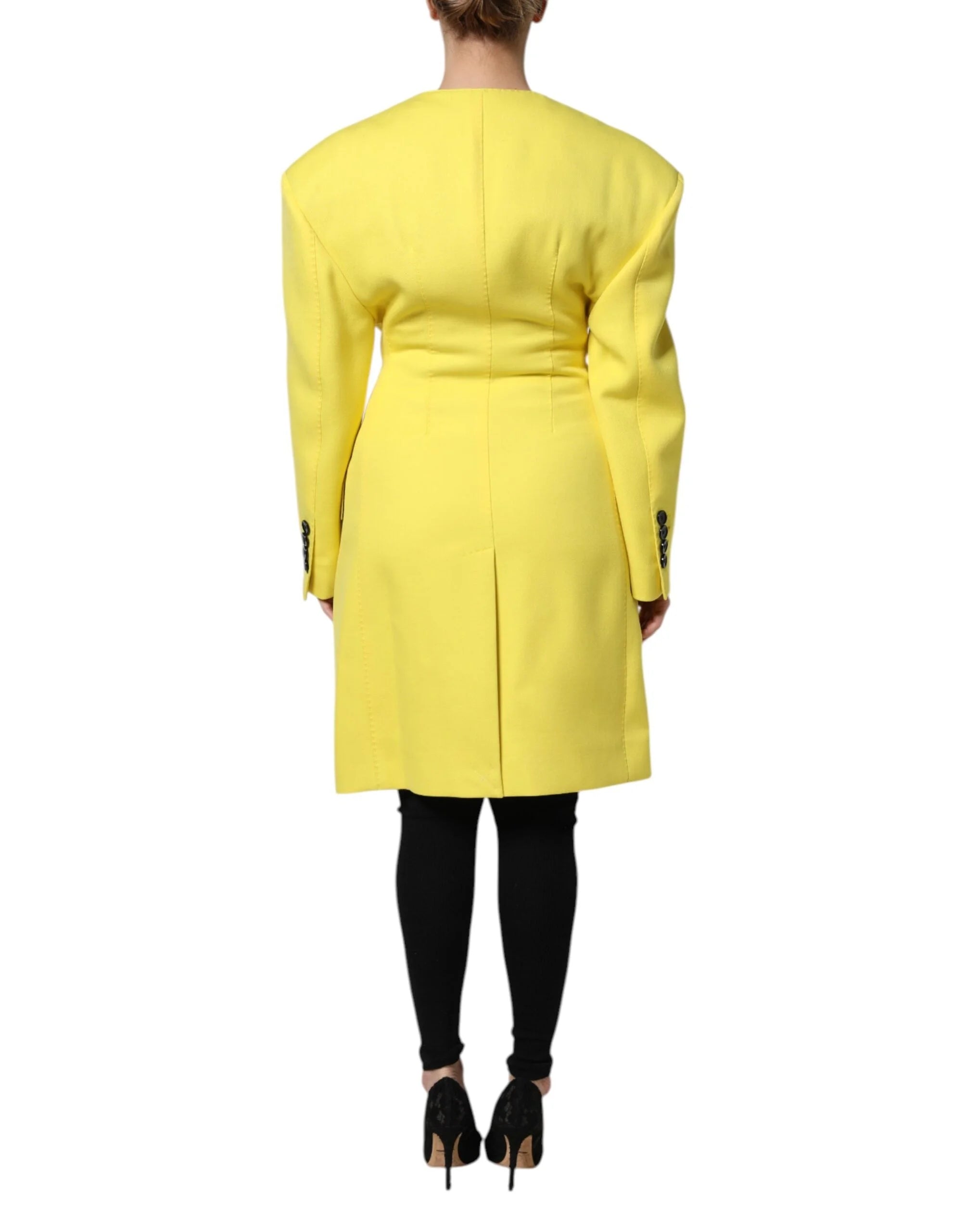 Dolce & Gabbana Yellow Double Breasted Trench Coat Jacket - Trench Coats